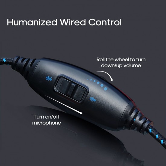 Professional Gaming Headset Stereo with Noise Cancelling Microphone Wired Headphone 50mm Drivers 3.5mm Cable with Volume Control Button for Computer Tablet Laptop
