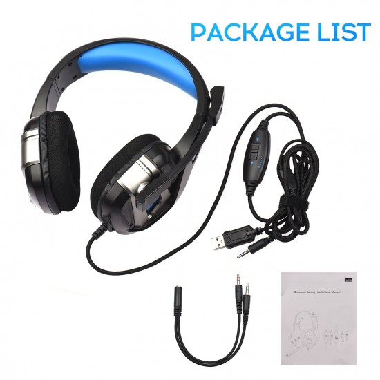 Professional Gaming Headset Stereo with Noise Cancelling Microphone Wired Headphone 50mm Drivers 3.5mm Cable with Volume Control Button for Computer Tablet Laptop