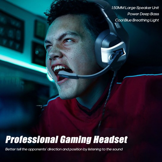 Professional Gaming Headset Stereo with Noise Cancelling Microphone Wired Headphone 50mm Drivers 3.5mm Cable with Volume Control Button for Computer Tablet Laptop