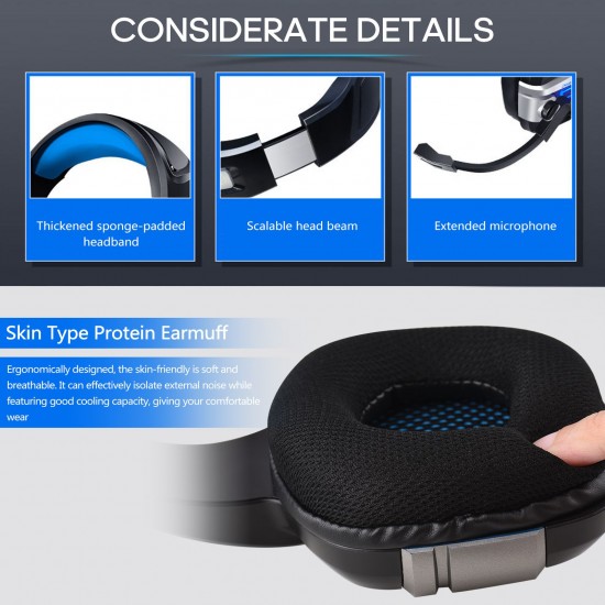 Professional Gaming Headset Stereo with Noise Cancelling Microphone Wired Headphone 50mm Drivers 3.5mm Cable with Volume Control Button for Computer Tablet Laptop