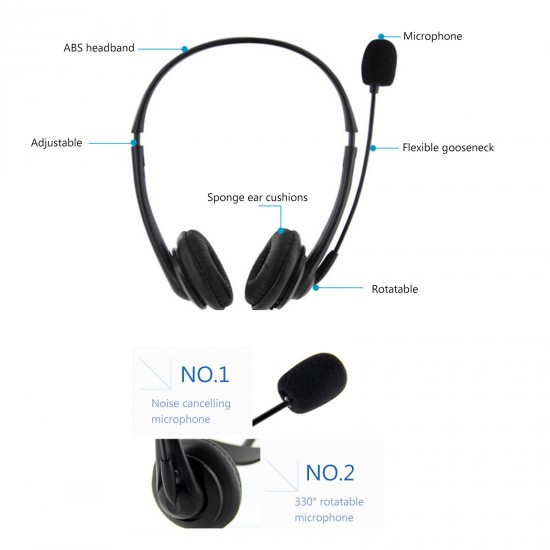 OY136 3.5mm Computer Headset with Microphone Noise Cancelling Head-mounted Headphone Wired Call Center Headsets for Business Call Center