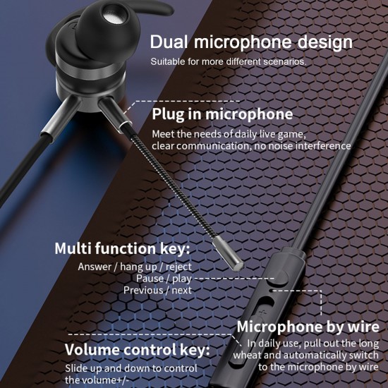 AK-P10 3.5mm In-Ear Gamer Headphones Dual Microphone Bass Metal Wired Gaming Earphones with Mic In-Ear Headset AK-P10 3.5mm In-Ear Gamer Headphones Dual Microphone Bass Metal Wired Gaming Earphones with Mic In-Ear Headset