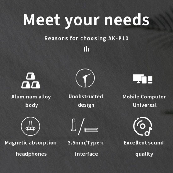 AK-P10 3.5mm In-Ear Gamer Headphones Dual Microphone Bass Metal Wired Gaming Earphones with Mic In-Ear Headset AK-P10 3.5mm In-Ear Gamer Headphones Dual Microphone Bass Metal Wired Gaming Earphones with Mic In-Ear Headset