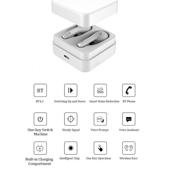 BT Earphone True Wireless Stereo Earbud Headset for Phone White BT Earphone True Wireless Stereo Earbud Headset for Phone White