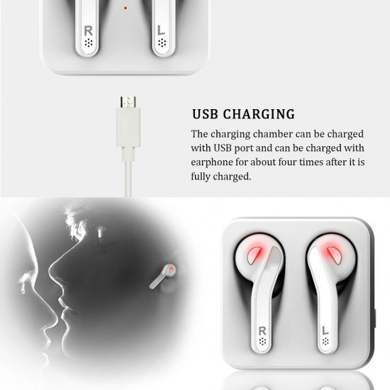 BT Earphone True Wireless Stereo Earbud Headset for Phone White BT Earphone True Wireless Stereo Earbud Headset for Phone White
