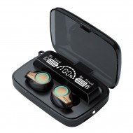 M18 BT5.1 Wireless Headphones Auto Pairing IPX7 Waterproof 2000mAh Charge Box Three Screen Power Display Powe Bank (Black)