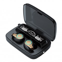 M18 BT5.1 Wireless Headphones Auto Pairing IPX7 Waterproof 2000mAh Charge Box Three Screen Power Display Powe Bank (Black)