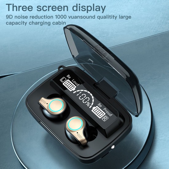 M18 BT5.1 Wireless Headphones Auto Pairing IPX7 Waterproof 2000mAh Charge Box Three Screen Power Display Powe Bank (Black) M18 BT5.1 Wireless Headphones Auto Pairing IPX7 Waterproof 2000mAh Charge Box Three Screen Power Display Powe Bank (Black)