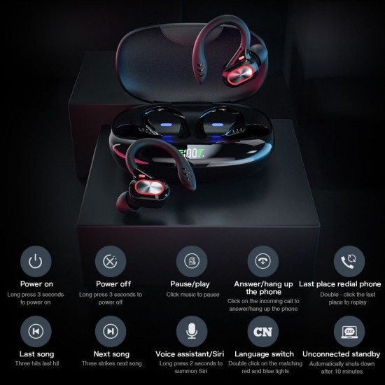 True Wireless Stereo BT 5.0 Earphones Chargeable Stereo Sound Earbuds Waterproof Touch-control Headset Compatible with Android/iOS/PC Tablet Black True Wireless Stereo BT 5.0 Earphones Chargeable Stereo Sound Earbuds Waterproof Touch-control Headset Compatible with Android/iOS/PC Tablet Black