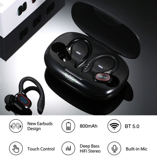 True Wireless Stereo BT 5.0 Earphones Chargeable Stereo Sound Earbuds Waterproof Touch-control Headset Compatible with Android/iOS/PC Tablet Black True Wireless Stereo BT 5.0 Earphones Chargeable Stereo Sound Earbuds Waterproof Touch-control Headset Compatible with Android/iOS/PC Tablet Black