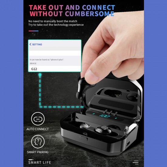 G12 BT5.0 Earphones Fingerprint Touch Control Wireless HiFi Sound Stereo Bass With Mic Handsfree Wireless Mini Earbuds Sports In-ear Headset for iphone Smartphone G12 BT5.0 Earphones Fingerprint Touch Control Wireless HiFi Sound Stereo Bass With Mic Handsfree Wireless Mini Earbuds Sports In-ear Headset for iphone Smartphone