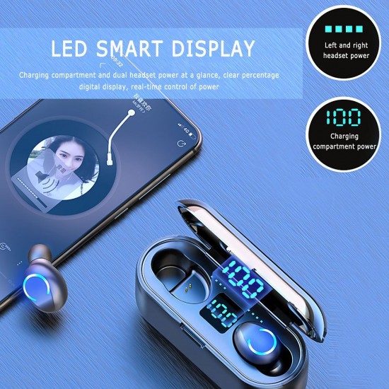 F9-8 Earphones BT 5.0 Wireless Mini Sports Earbuds 8D HiFi Sound Headset HD Call Noise Reduction Siri Voice Assistant Headphones With LED Digital Power Display F9-8 Earphones BT 5.0 Wireless Mini Sports Earbuds 8D HiFi Sound Headset HD Call Noise Reduction Siri Voice Assistant Headphones With LED Digital Power Display