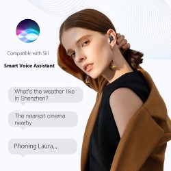 E6S True Wireless Earbuds In-Ear Headphones IPX4 Waterproof Sweatproof 45mAh BT5.0 Binaural Stereo Audio Noise Reduction Voice/Volume Control Sports Headset with 280mAh Charging Case Compatible with Siri