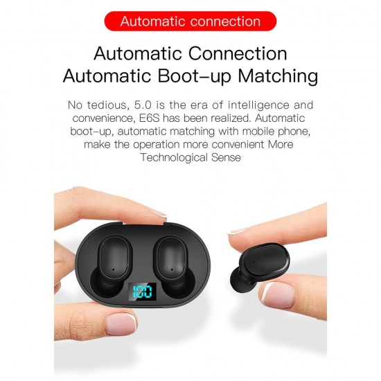 E6S True Wireless Earbuds In-Ear Headphones IPX4 Waterproof Sweatproof 45mAh BT5.0 Binaural Stereo Audio Noise Reduction Voice/Volume Control Sports Headset with 280mAh Charging Case Compatible with Siri E6S True Wireless Earbuds In-Ear Headphones IPX4 Waterproof Sweatproof 45mAh BT5.0 Binaural Stereo Audio Noise Reduction Voice/Volume Control Sports Headset with 280mAh Charging Case Compatible with Siri