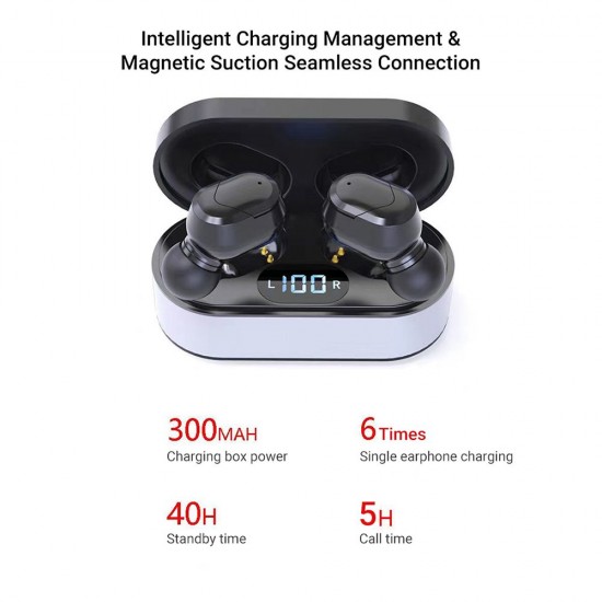 JS1 True Wireless Stereo Earbuds BT5.0 Earphone Wireless Headset Multifunctional Key Waterproof Portable Headphones with Large Capacity Black JS1 True Wireless Stereo Earbuds BT5.0 Earphone Wireless Headset Multifunctional Key Waterproof Portable Headphones with Large Capacity Black