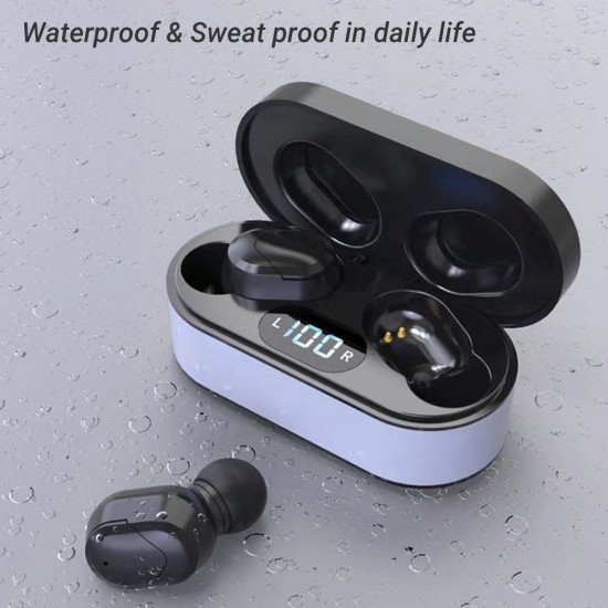 JS1 True Wireless Stereo Earbuds BT5.0 Earphone Wireless Headset Multifunctional Key Waterproof Portable Headphones with Large Capacity Black JS1 True Wireless Stereo Earbuds BT5.0 Earphone Wireless Headset Multifunctional Key Waterproof Portable Headphones with Large Capacity Black