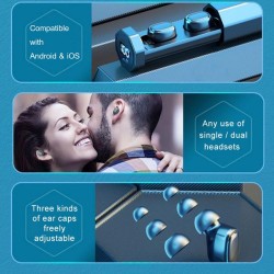 True Wireless Earbuds with Microphone and Touch-control Daily Waterproof Sport Earphones with Voice Assistant and Charging Case Compatible with Android and iOS