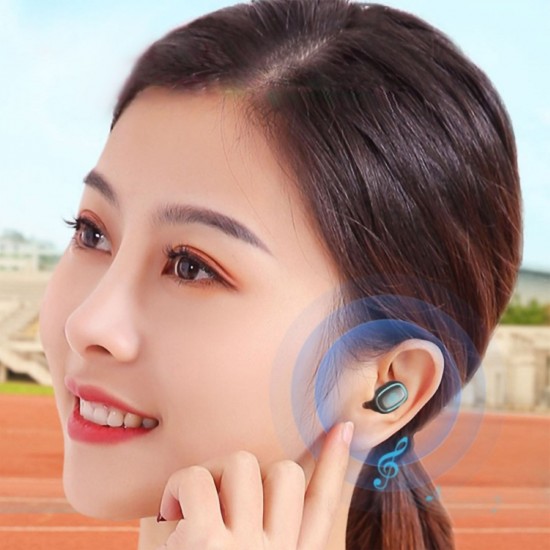 Mini In-Ear BT Headphones with Deep Bass Noise Reduction Waterproof Sport Earphones with LED-Digital Display Touch-Control Headsets HD Call Earbuds with MIC Compatible with iOS Android Black