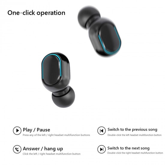 Mini In-Ear BT Headphones with Deep Bass Noise Reduction Waterproof Sport Earphones with LED-Digital Display Touch-Control Headsets HD Call Earbuds with MIC Compatible with iOS Android Black