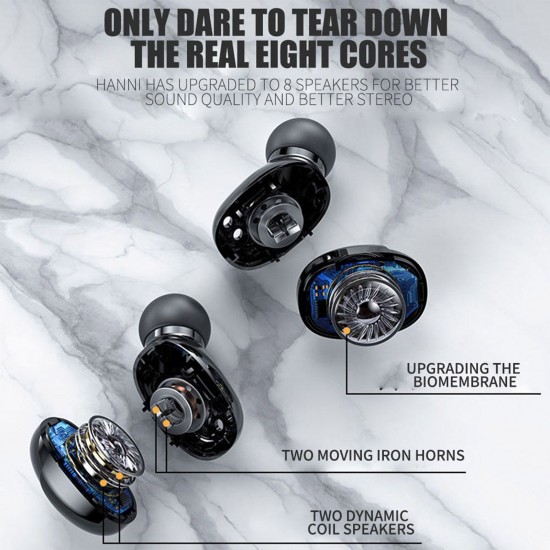 Mini In-Ear BT Headphones with Deep Bass Noise Reduction Waterproof Sport Earphones with LED-Digital Display Touch-Control Headsets HD Call Earbuds with MIC Compatible with iOS Android Black