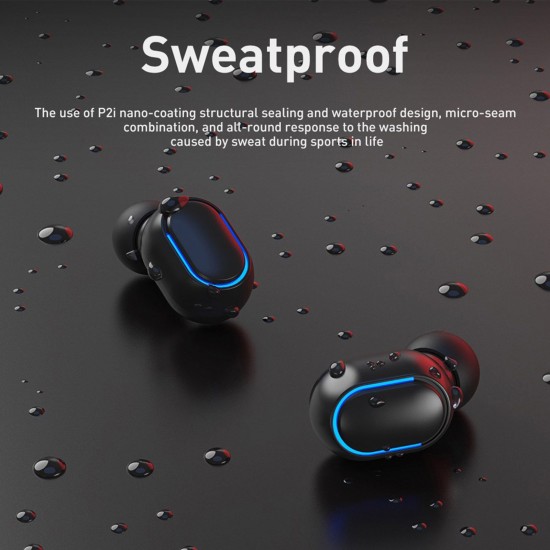Mini In-Ear BT Headphones with Deep Bass Noise Reduction Waterproof Sport Earphones with LED-Digital Display Touch-Control Headsets HD Call Earbuds with MIC Compatible with iOS Android Black