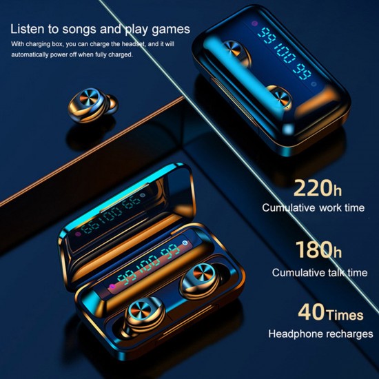 F9-10 Mini In-Ear BT Headphones with 9D Stereo Deep Base Noise Reduction IPX7 Waterproof Sport Earphones with LED-Digital Display Touch-Control Headsets HD Call Earbuds with MIC Compatible with iOS Android Windows Black F9-10 Mini In-Ear BT Headphones with 9D Stereo Deep Base Noise Reduction IPX7 Waterproof Sport Earphones with LED-Digital Display Touch-Control Headsets HD Call Earbuds with MIC Compatible with iOS Android Windows Black