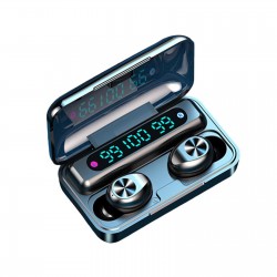 F9-10 Mini In-Ear BT Headphones with 9D Stereo Deep Base Noise Reduction IPX7 Waterproof Sport Earphones with LED-Digital Display Touch-Control Headsets HD Call Earbuds with MIC Compatible with iOS Android Windows Black