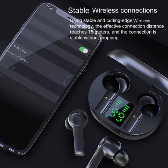 R22 In-Ear BT Earphones with Stereo Sound/Deep Bass Waterproof Sport Earbuds with LED-Digital Display Touch-Control Headphones Wireless Earbuds for Music/Call Compatible with iOS Android R22 In-Ear BT Earphones with Stereo Sound/Deep Bass Waterproof Sport Earbuds with LED-Digital Display Touch-Control Headphones Wireless Earbuds for Music/Call Compatible with iOS Android