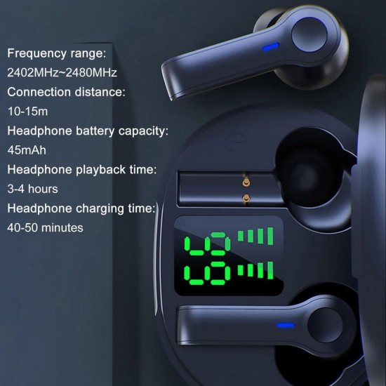 R22 In-Ear BT Earphones with Stereo Sound/Deep Bass Waterproof Sport Earbuds with LED-Digital Display Touch-Control Headphones Wireless Earbuds for Music/Call Compatible with iOS Android R22 In-Ear BT Earphones with Stereo Sound/Deep Bass Waterproof Sport Earbuds with LED-Digital Display Touch-Control Headphones Wireless Earbuds for Music/Call Compatible with iOS Android