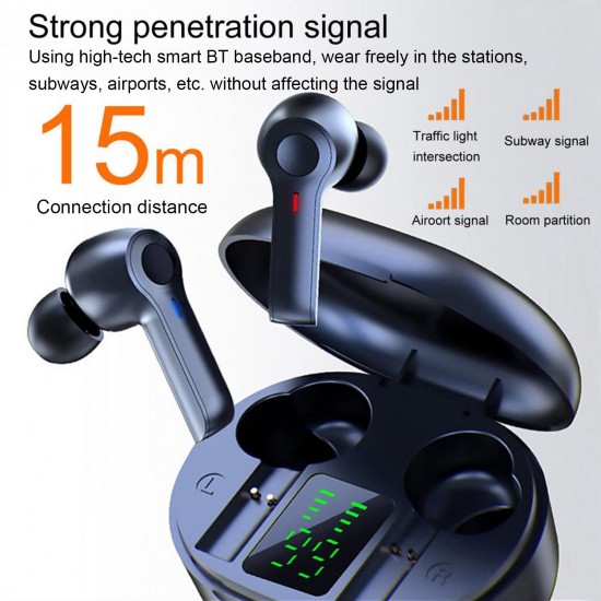 R22 In-Ear BT Earphones with Stereo Sound/Deep Bass Waterproof Sport Earbuds with LED-Digital Display Touch-Control Headphones Wireless Earbuds for Music/Call Compatible with iOS Android R22 In-Ear BT Earphones with Stereo Sound/Deep Bass Waterproof Sport Earbuds with LED-Digital Display Touch-Control Headphones Wireless Earbuds for Music/Call Compatible with iOS Android