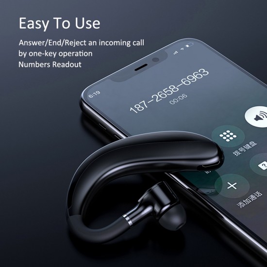 S109 BT Headset Single Ear Wireless Headphone Hands-free Cell Phone Earpiece Waterproof Ear Clip with Noise Cancelling Mic for Driving Sports Call Music S109 BT Headset Single Ear Wireless Headphone Hands-free Cell Phone Earpiece Waterproof Ear Clip with Noise Cancelling Mic for Driving Sports Call Music