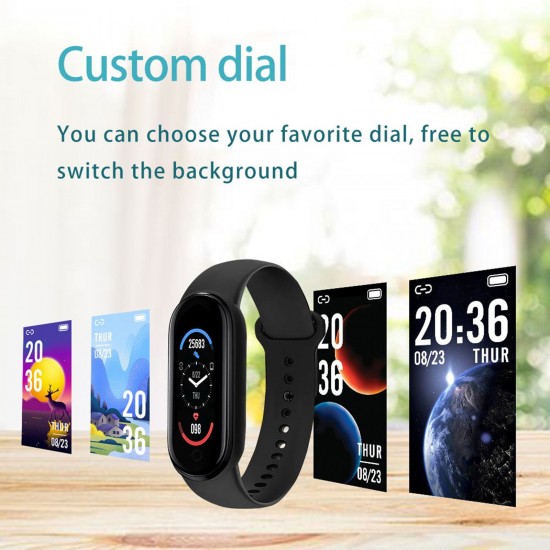 M6 Smart Sports Bracelet Watch 0.96-Inch TFT Screen BT4.0 Fitness Tracker IP67 Waterproof Sleep/Heart Rate/Blood Pressure Monitor Multiple Sports Mode Notification/Call/Sedentary Reminder Remote Camera/Music Control Compatible with Android iOS M6 Smart Sports Bracelet Watch 0.96-Inch TFT Screen BT4.0 Fitness Tracker IP67 Waterproof Sleep/Heart Rate/Blood Pressure Monitor Multiple Sports Mode Notification/Call/Sedentary Reminder Remote Camera/Music Control Compatible with Android iOS