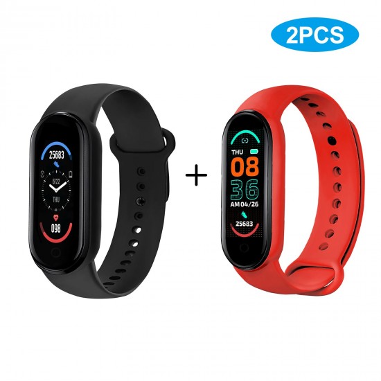 M6 Smart Sports Bracelet Watch 0.96-Inch TFT Screen BT4.0 Fitness Tracker IP67 Waterproof Sleep/Heart Rate/Blood Pressure Monitor Multiple Sports Mode Notification/Call/Sedentary Reminder Remote Camera/Music Control Compatible with Android iOS M6 Smart Sports Bracelet Watch 0.96-Inch TFT Screen BT4.0 Fitness Tracker IP67 Waterproof Sleep/Heart Rate/Blood Pressure Monitor Multiple Sports Mode Notification/Call/Sedentary Reminder Remote Camera/Music Control Compatible with Android iOS