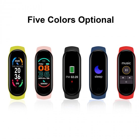M6 Smart Sports Bracelet Watch 0.96-Inch TFT Screen BT4.0 Fitness Tracker IP67 Waterproof Sleep/Heart Rate/Blood Pressure Monitor Multiple Sports Mode Notification/Call/Sedentary Reminder Remote Camera/Music Control Compatible with Android iOS M6 Smart Sports Bracelet Watch 0.96-Inch TFT Screen BT4.0 Fitness Tracker IP67 Waterproof Sleep/Heart Rate/Blood Pressure Monitor Multiple Sports Mode Notification/Call/Sedentary Reminder Remote Camera/Music Control Compatible with Android iOS