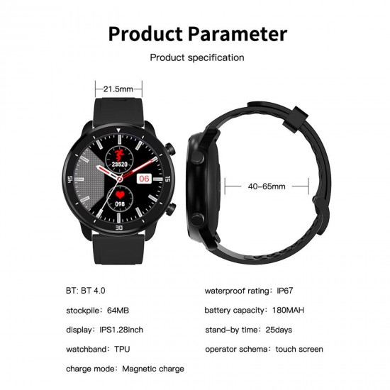 M37 Smart Sports Bracelet 1.28-Inch IPS Full-Touch Screen BT4.0 IP67 Waterproof Fitness Tracker Sleep/Heart Rate/Blood Pressure Monitor Multiple Sports Mode Notification/Call/Sedentary Reminder Remote Camera/Music Control Compatible with Android iOS M37 Smart Sports Bracelet 1.28-Inch IPS Full-Touch Screen BT4.0 IP67 Waterproof Fitness Tracker Sleep/Heart Rate/Blood Pressure Monitor Multiple Sports Mode Notification/Call/Sedentary Reminder Remote Camera/Music Control Compatible with Android iOS