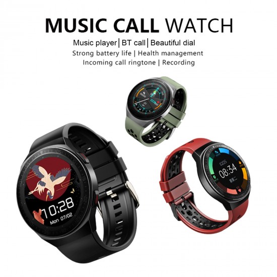 MT3 Smart Bracelet 1.28'' TFT Full-Touch Screen 8G Music Player/BT Call/One-click Recording Strong Endurance Health Management Compatible with Android iOS MT3 Smart Bracelet 1.28'' TFT Full-Touch Screen 8G Music Player/BT Call/One-click Recording Strong Endurance Health Management Compatible with Android iOS