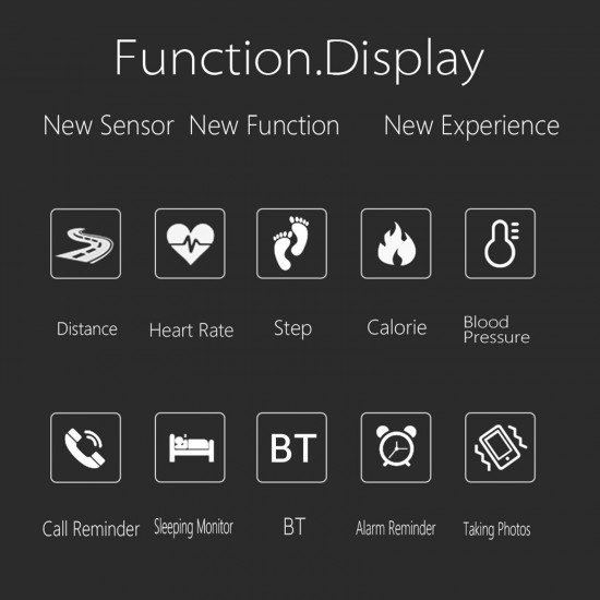 T500 Smart Bracelet 1.44'' IPS Full-Touch Screen BT4.2+5.0 BT Call Fitness/Health Monitor Notification/Call Reminder Compatible with Android iOS