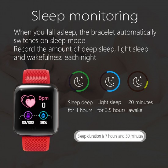 116plus Smart Sports Bracelet Sports Watch 1.44'' TFT Single-touch Screen Multilingual Display Custom Dial Fitness/Health Monitor Long Standby IP67 Waterproof Compatible with Android iOS 116plus Smart Sports Bracelet Sports Watch 1.44'' TFT Single-touch Screen Multilingual Display Custom Dial Fitness/Health Monitor Long Standby IP67 Waterproof Compatible with Android iOS