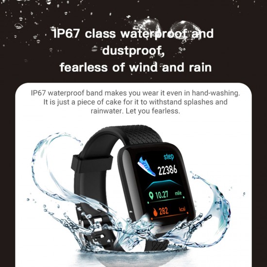 116plus Smart Sports Bracelet Sports Watch 1.44'' TFT Single-touch Screen Multilingual Display Custom Dial Fitness/Health Monitor Long Standby IP67 Waterproof Compatible with Android iOS 116plus Smart Sports Bracelet Sports Watch 1.44'' TFT Single-touch Screen Multilingual Display Custom Dial Fitness/Health Monitor Long Standby IP67 Waterproof Compatible with Android iOS