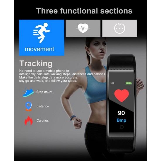 ID115plus Smart Bracelet 0.96inch TFT Screen 90mAh Heart Rate Blood Pressure Monitoring Calorie Fitness IP67 Waterproof BT Alarm Sports Wristwatch for Android / iOS ID115plus Smart Bracelet 0.96inch TFT Screen 90mAh Heart Rate Blood Pressure Monitoring Calorie Fitness IP67 Waterproof BT Alarm Sports Wristwatch for Android / iOS