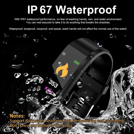 ID115plus Smart Bracelet 0.96inch TFT Screen 90mAh Heart Rate Blood Pressure Monitoring Calorie Fitness IP67 Waterproof BT Alarm Sports Wristwatch for Android / iOS ID115plus Smart Bracelet 0.96inch TFT Screen 90mAh Heart Rate Blood Pressure Monitoring Calorie Fitness IP67 Waterproof BT Alarm Sports Wristwatch for Android / iOS