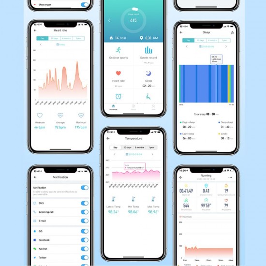 Smart Sport Band Forehead Wrist Thermometer Fitness Tracker Bracelet Smart Watch Heart Rate Monitor Wristband Color Screen Waterproof Information Reminder Smart Sport Band Forehead Wrist Thermometer Fitness Tracker Bracelet Smart Watch Heart Rate Monitor Wristband Color Screen Waterproof Information Reminder