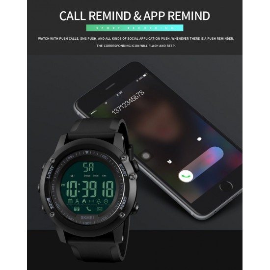 SKMEI Sports Casual Men Smart Watch Intelligent Male Watches 5ATM Water-resistant Call APP Reminder Remote Camera Sports Tracker BT Smart Bracelet SKMEI Sports Casual Men Smart Watch Intelligent Male Watches 5ATM Water-resistant Call APP Reminder Remote Camera Sports Tracker BT Smart Bracelet