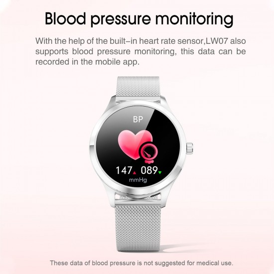 LW07 Female Smart Watch Sports Watch 1.09-Inch TFT Full-Touch Screen BT5.0 Fitness Tracker IP67 Waterproof Sleep/Heart Rate/Blood Pressure Monitor Multiple Sports Mode Notification/Call Reminder Compatible with Android iOS Gold LW07 Female Smart Watch Sports Watch 1.09-Inch TFT Full-Touch Screen BT5.0 Fitness Tracker IP67 Waterproof Sleep/Heart Rate/Blood Pressure Monitor Multiple Sports Mode Notification/Call Reminder Compatible with Android iOS Gold