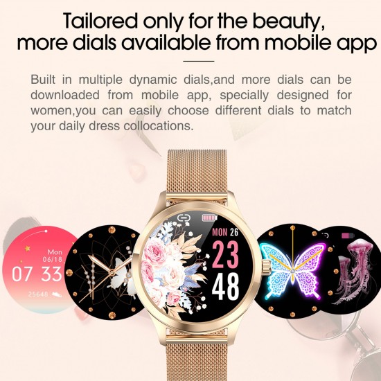 LW07 Female Smart Watch Sports Watch 1.09-Inch TFT Full-Touch Screen BT5.0 Fitness Tracker IP67 Waterproof Sleep/Heart Rate/Blood Pressure Monitor Multiple Sports Mode Notification/Call Reminder Compatible with Android iOS Gold LW07 Female Smart Watch Sports Watch 1.09-Inch TFT Full-Touch Screen BT5.0 Fitness Tracker IP67 Waterproof Sleep/Heart Rate/Blood Pressure Monitor Multiple Sports Mode Notification/Call Reminder Compatible with Android iOS Gold