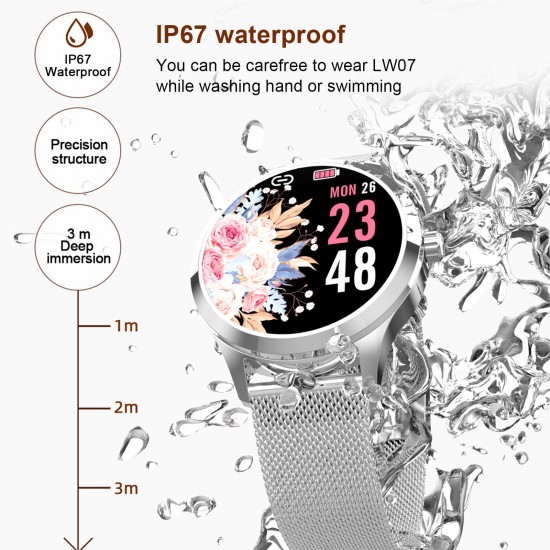 LW07 Female Smart Watch Sports Watch 1.09-Inch TFT Full-Touch Screen BT5.0 Fitness Tracker IP67 Waterproof Sleep/Heart Rate/Blood Pressure Monitor Multiple Sports Mode Notification/Call Reminder Compatible with Android iOS Gold LW07 Female Smart Watch Sports Watch 1.09-Inch TFT Full-Touch Screen BT5.0 Fitness Tracker IP67 Waterproof Sleep/Heart Rate/Blood Pressure Monitor Multiple Sports Mode Notification/Call Reminder Compatible with Android iOS Gold