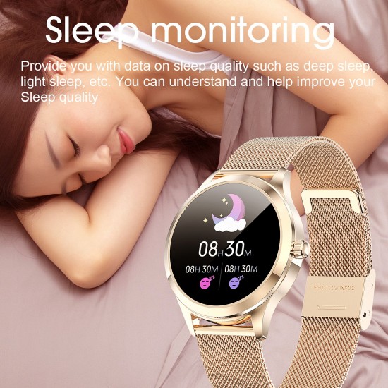 LW07 Female Smart Watch Sports Watch 1.09-Inch TFT Full-Touch Screen BT5.0 Fitness Tracker IP67 Waterproof Sleep/Heart Rate/Blood Pressure Monitor Multiple Sports Mode Notification/Call Reminder Compatible with Android iOS Gold LW07 Female Smart Watch Sports Watch 1.09-Inch TFT Full-Touch Screen BT5.0 Fitness Tracker IP67 Waterproof Sleep/Heart Rate/Blood Pressure Monitor Multiple Sports Mode Notification/Call Reminder Compatible with Android iOS Gold