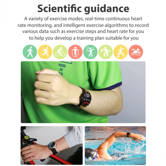 WB03 Smart Watch 1.3-Inch IPS Full-Touch Screen BT5.0 Fitness Tracker IP68 Waterproof Sleep/Heart Rate Monitor Multiple Sports Mode Notification/Call/Sedentary Reminder Remote Camera Compatible with Android iOS Black Black Silicone Strap
