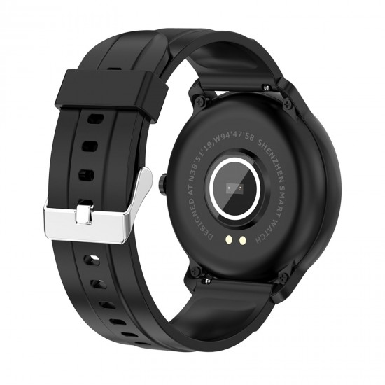 WB03 Smart Watch 1.3-Inch IPS Full-Touch Screen BT5.0 Fitness Tracker IP68 Waterproof Sleep/Heart Rate Monitor Multiple Sports Mode Notification/Call/Sedentary Reminder Remote Camera Compatible with Android iOS Black Black Silicone Strap