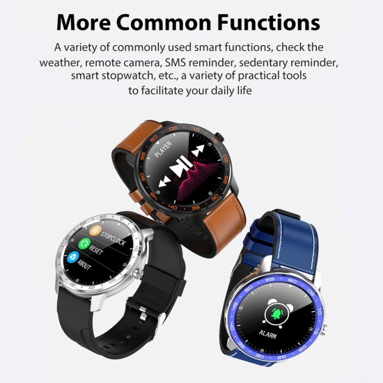 WB03 Smart Watch 1.3-Inch IPS Full-Touch Screen BT5.0 Fitness Tracker IP68 Waterproof Sleep/Heart Rate Monitor Multiple Sports Mode Notification/Call/Sedentary Reminder Remote Camera Compatible with Android iOS Black Black Silicone Strap